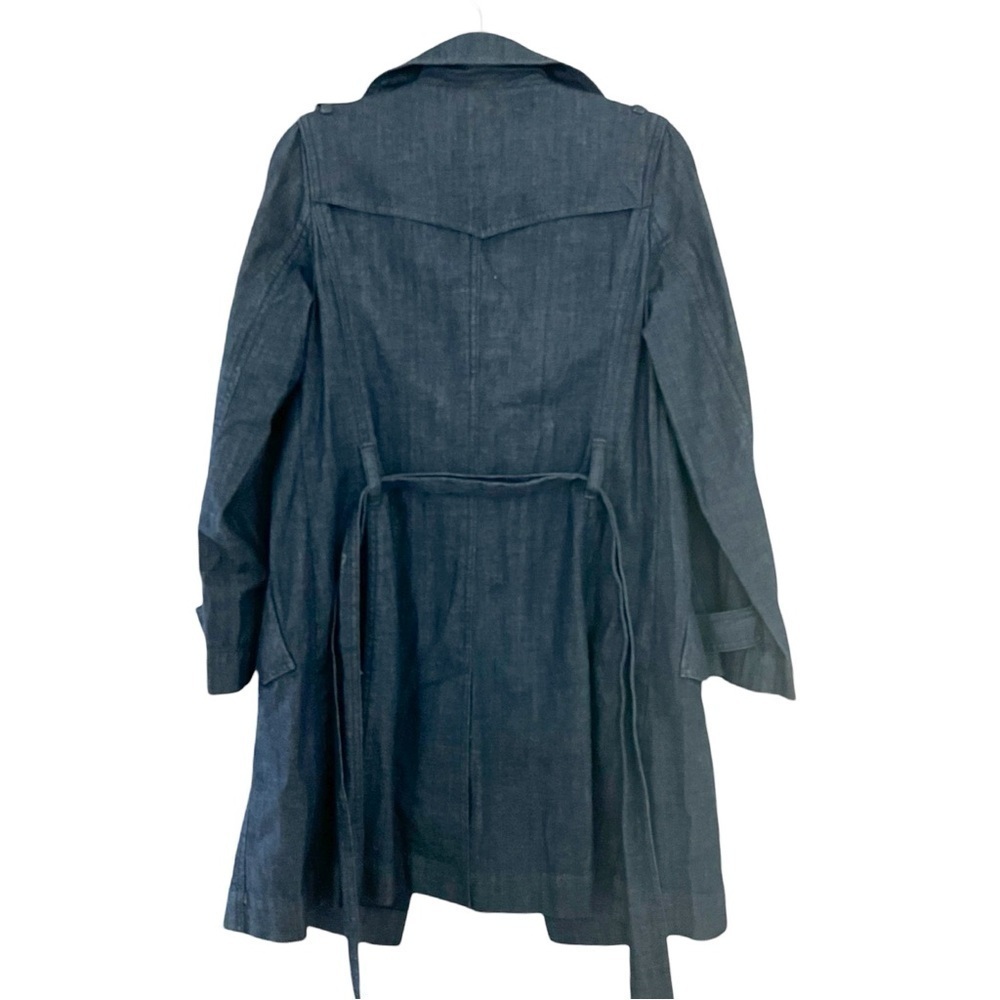 TALBOTS Denim Waist Tie Trench Coat Sz 4P - Picture 2 of 6